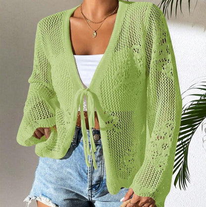 Women Crochet Knit Cardigan Boho Hollow Out Beach Cover Up