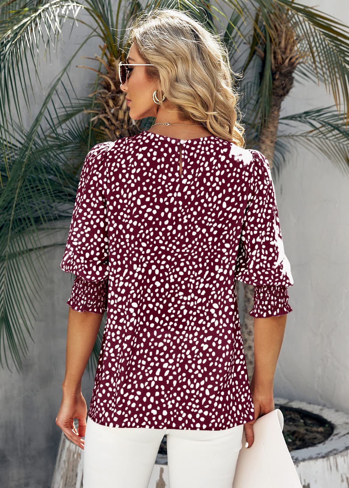 Loose Fit Printed Chiffon Short Sleeve Round Neck Shirt
