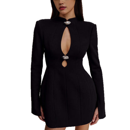 Black Cutout Long Sleeve Bodycon Mini Dress