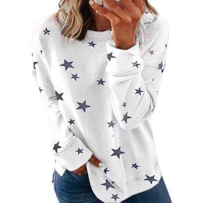 Women's Star Print Oversized Long Sleeve Sweatshirt