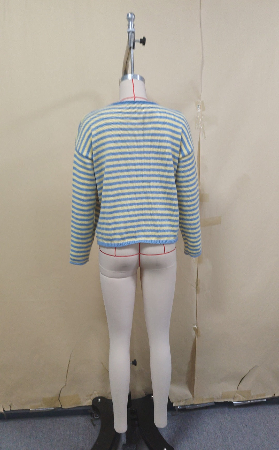 Oversized Striped Crewneck Sweater Women Pullover