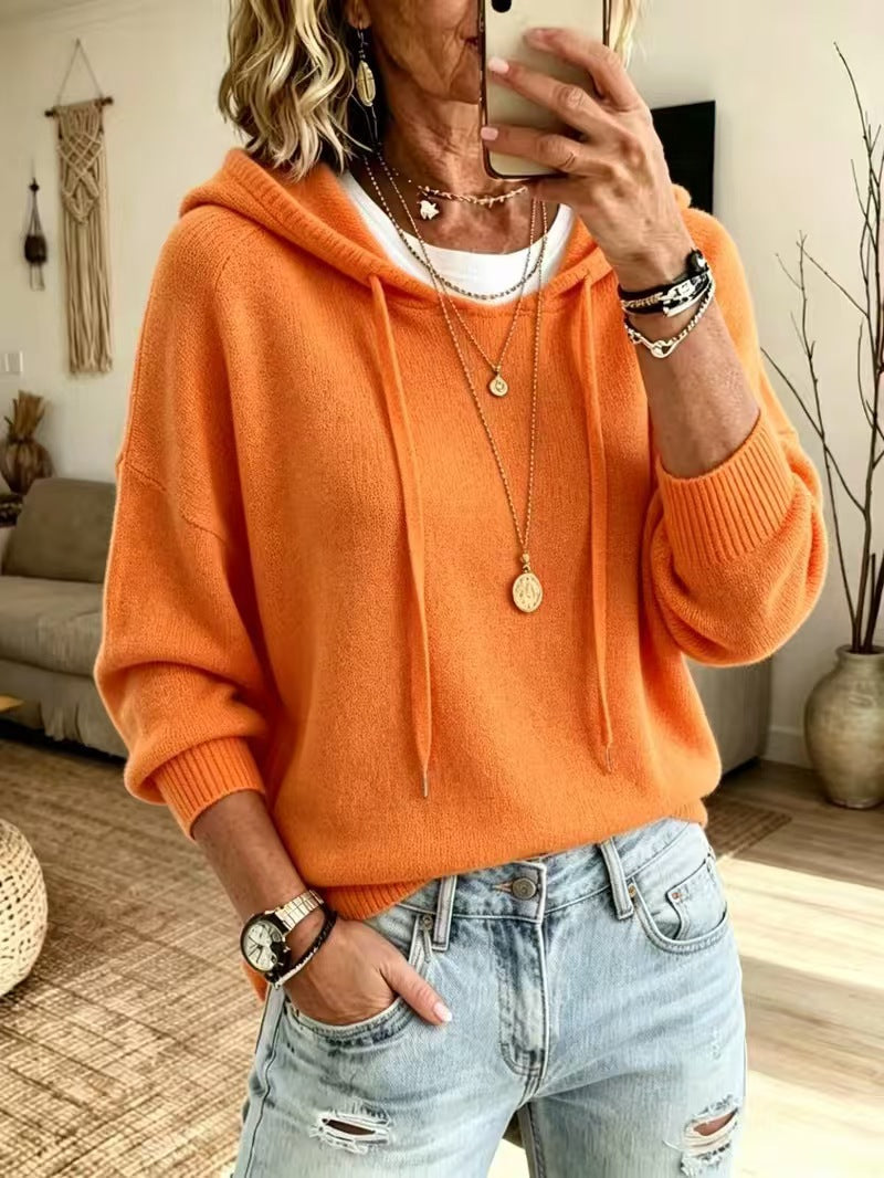 Women's Oversized Hooded Knit Sweater Pullover