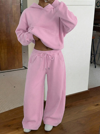 Women's Oversized Fleece Hoodie & Wide Leg Sweatpants Set