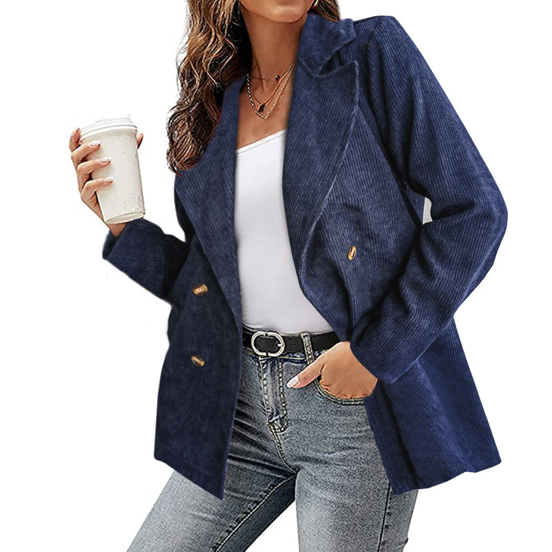 Women's Corduroy Blazer Oversized Casual Jacket