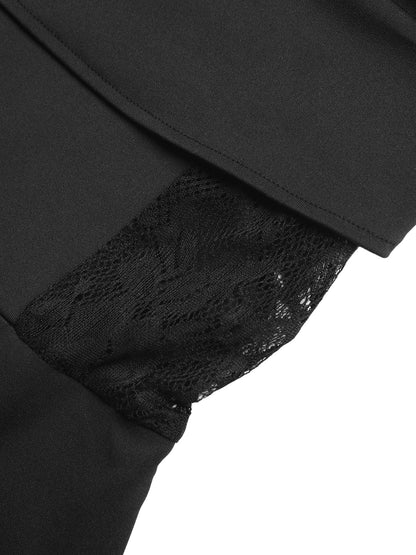 Black Lace Sheer Spaghetti Strap Wide Leg Jumpsuit