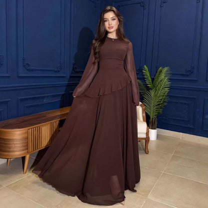 Elegant Bell Sleeve Ruffle Bodycon Maxi Dress
