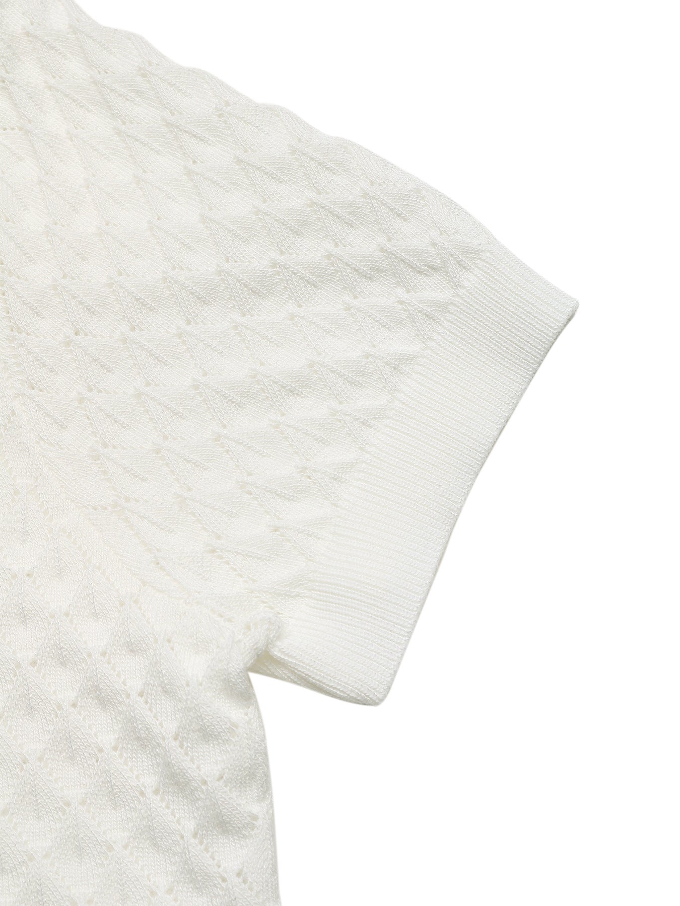Textured V Neck Knit Top Short Sleeve Casual Sweater