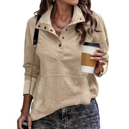 Women's Oversized Button Sweatshirt with Pocket