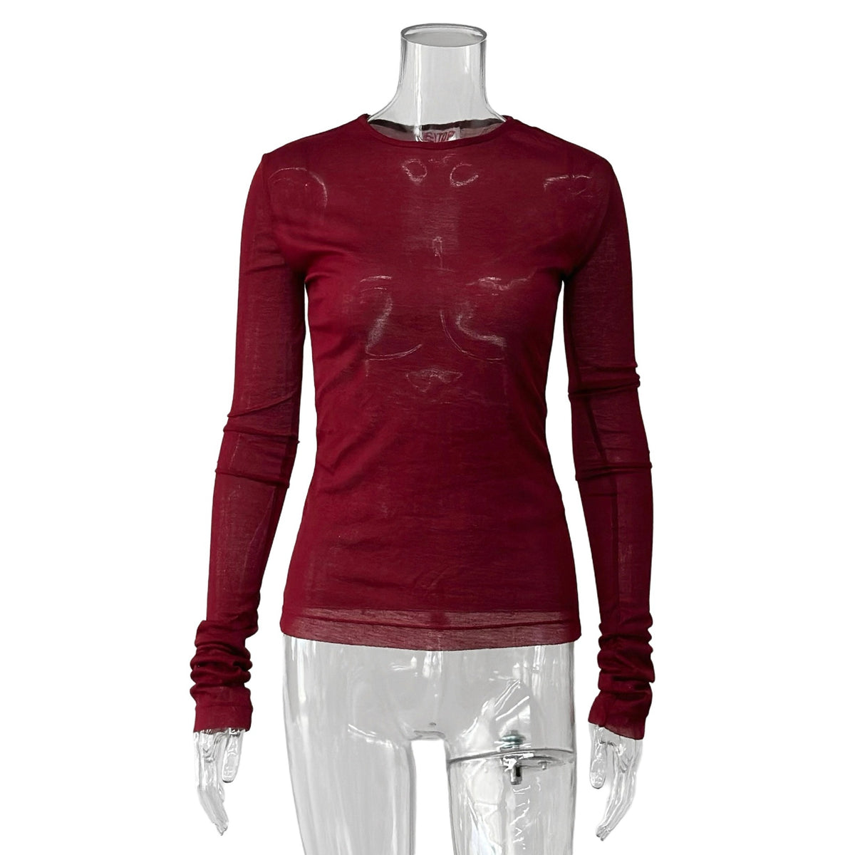 Women's Fitted Sheer Long Sleeve Layering Top