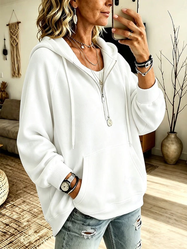 Women's Oversized Half Zip Corduroy Hoodie Pullover