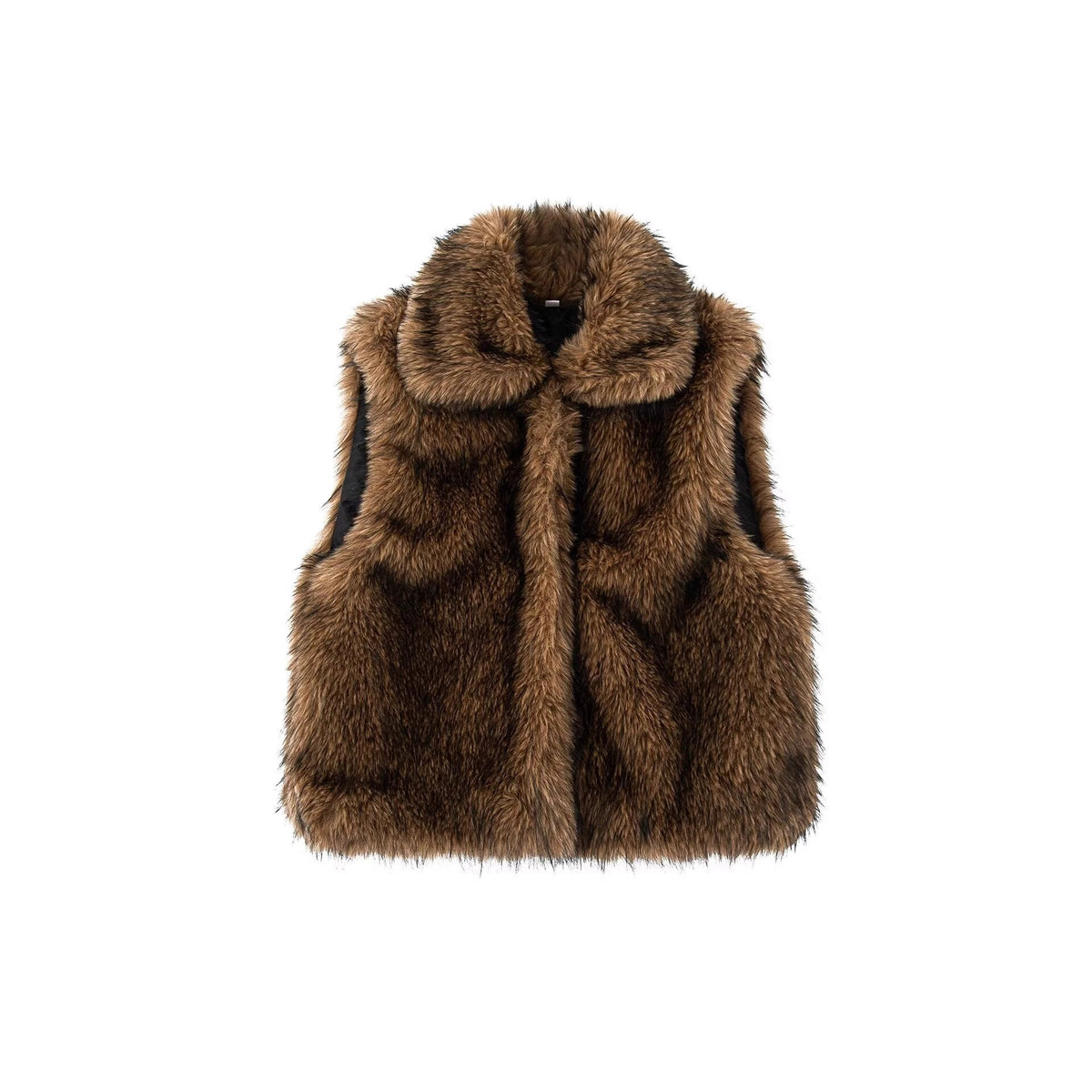 Women's Long Faux Fur Vest Sleeveless Lapel Winter Chic
