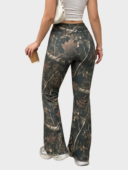 High Waist Crossover Flare Pants Stretch Plus Size