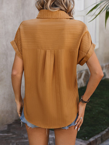 Solid textured button down shirt with relaxed fit