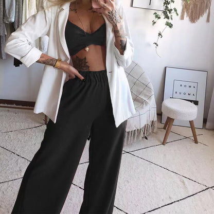 Boho Butterfly Print Crop Top Wide Leg Pants Set