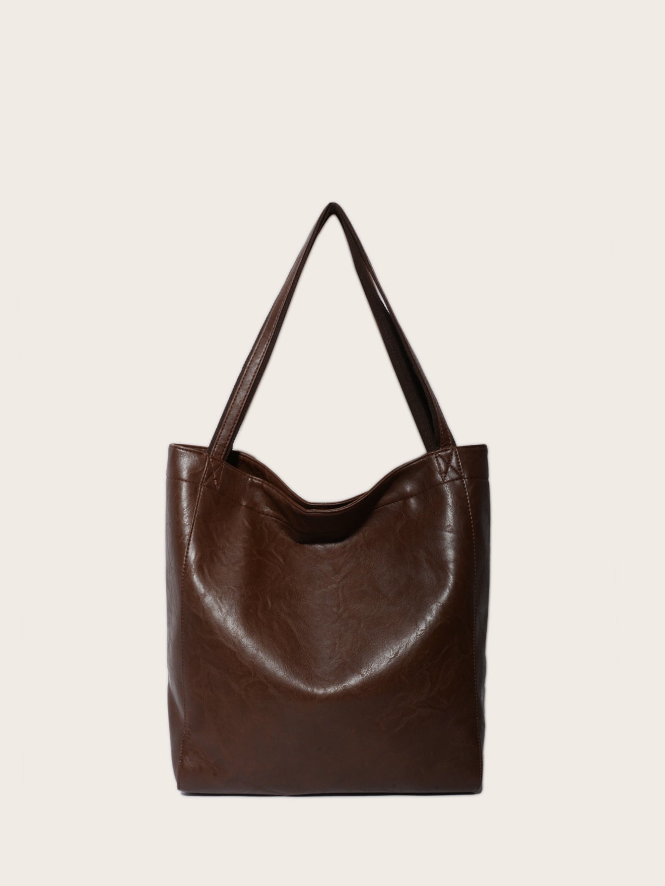 Vintage Soft Leather Tote Bag with Pocket Large Capacity
