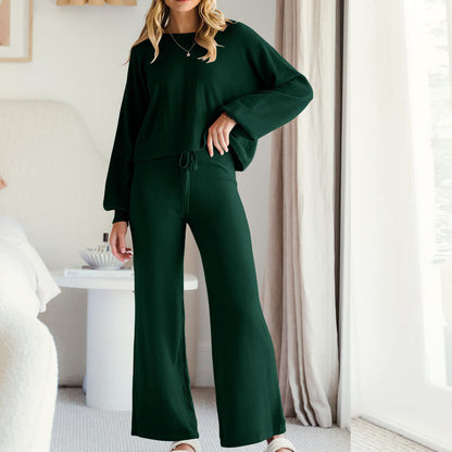 Women's Two Piece Lounge Set Crewneck Flare Pants