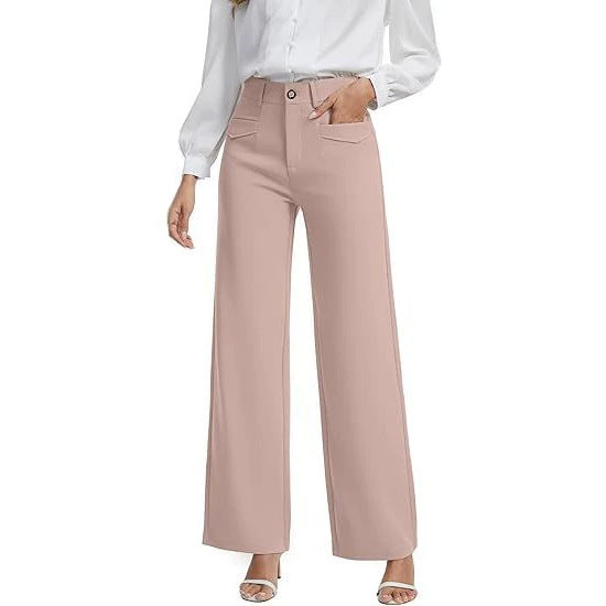 Women's High Waist Wide Leg Dress Pants Stretch Pockets