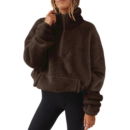 Women's Sherpa Half Zip Fleece Pullover Sweatshirt
