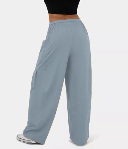 High Waist Wide Leg Lounge Pants with Pockets