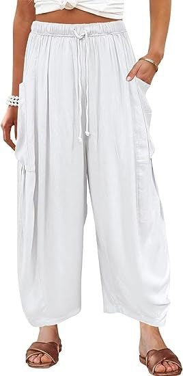 Wide Leg Linen Pants Women's High Waist Casual Loose Fit