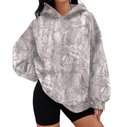 Camo Branch Print Oversized Hoodie for Women