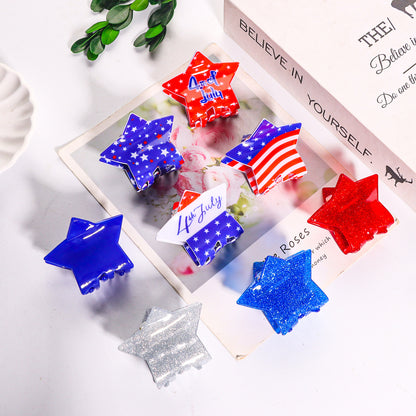 4th of July Star Hair Claw Clip Alligator Patriotic USA