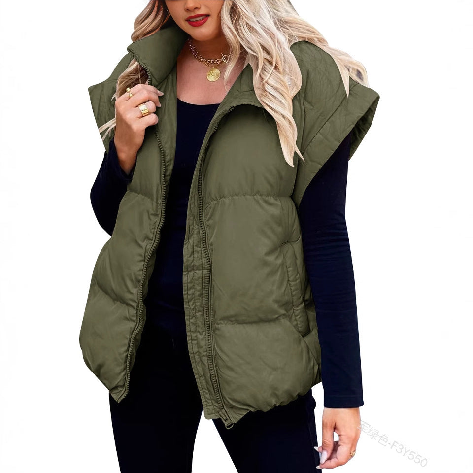 Women's Oversized Longline Puffer Vest Zip Up Pockets