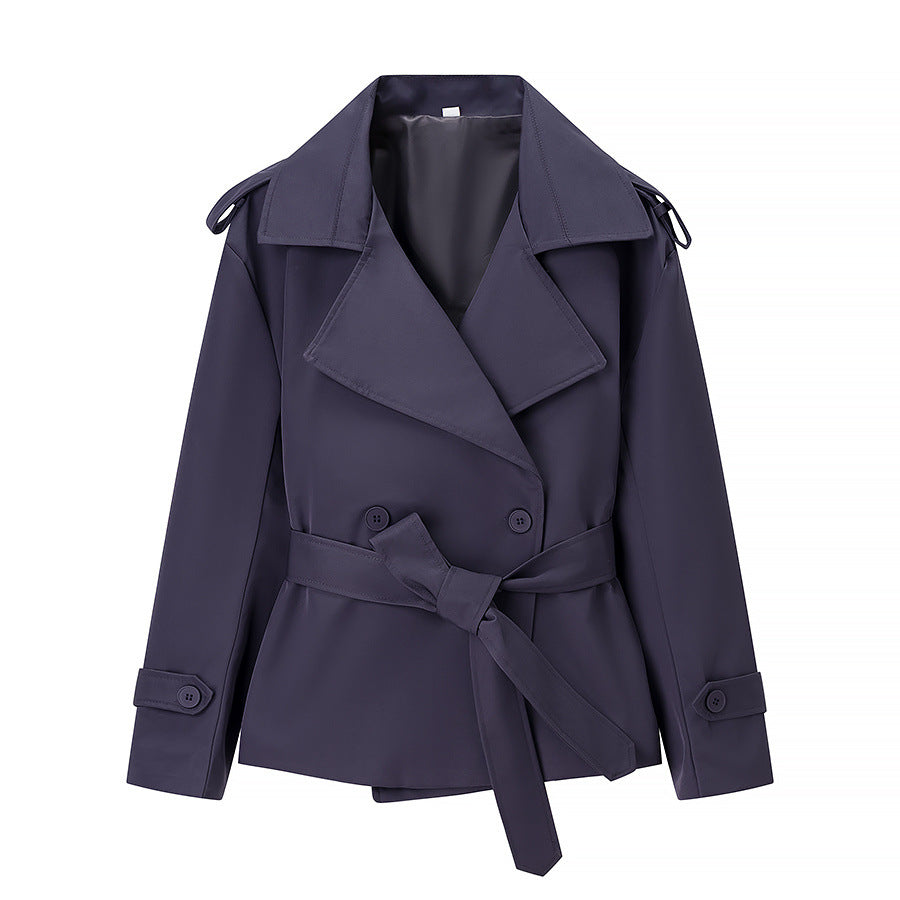 Women's Belted Cropped Lapel Jacket Blazer