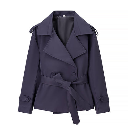 Women's Belted Cropped Lapel Jacket Blazer