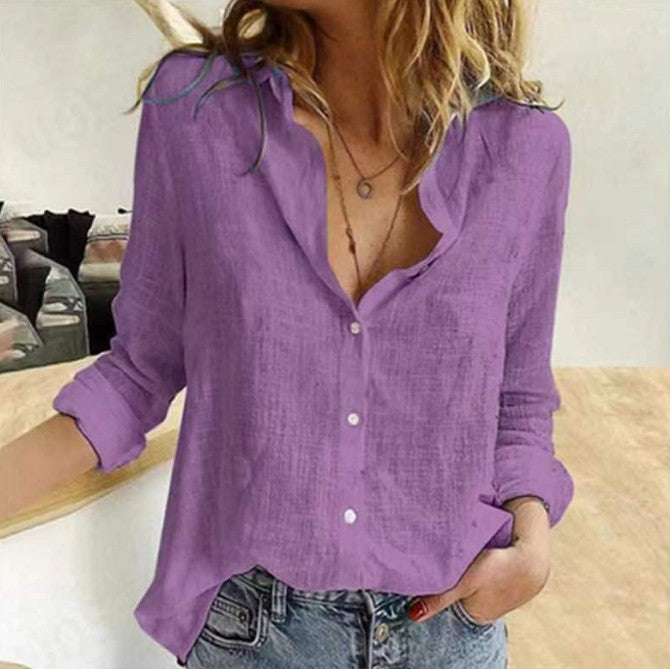Women's Oversized Button Down Long Sleeve Casual Blouse