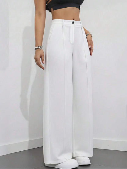 Women's High Waisted Pleated Straight Leg Dress Pants