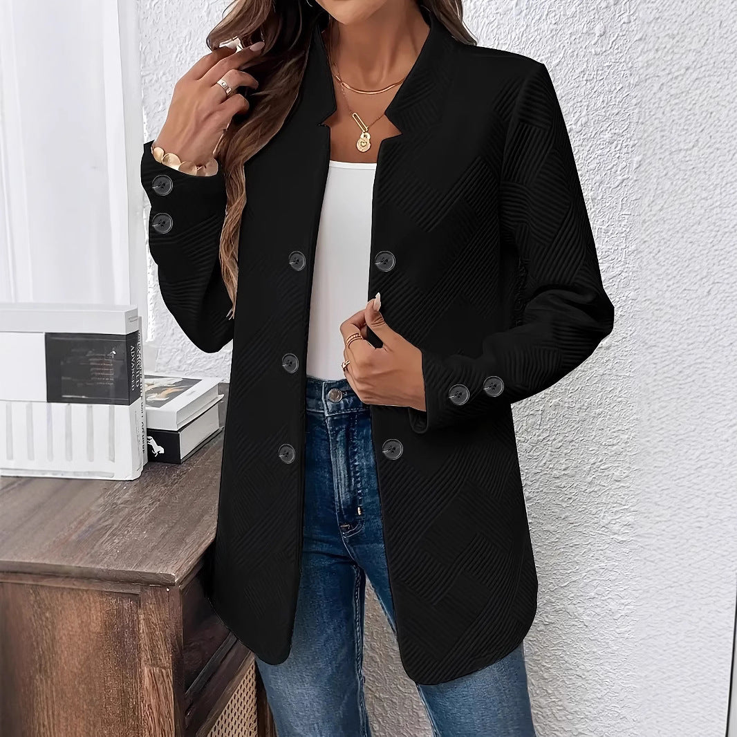 Women's Textured Double Breasted Blazer Jacket