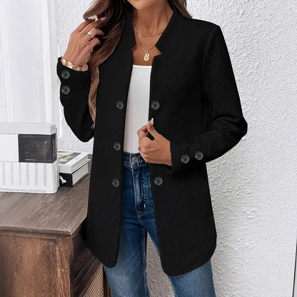 Women's Textured Double Breasted Blazer Jacket