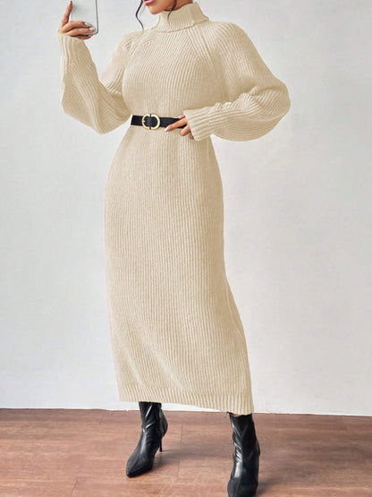 Ribbed Turtleneck Maxi Sweater Dress