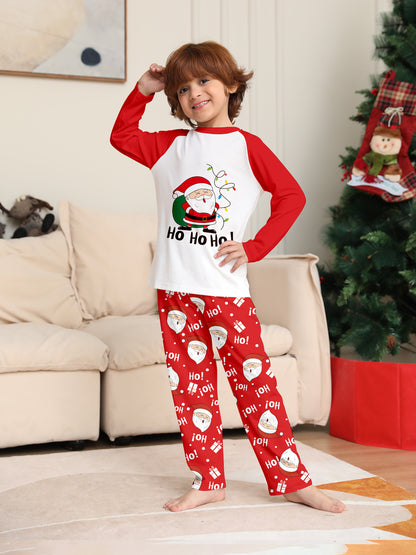 Santa Alphabet Cartoon Parent-Child Printed Christmas Pajamas