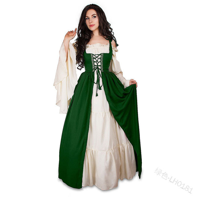 Renaissance Medieval Corset Dress Women Halloween Costume