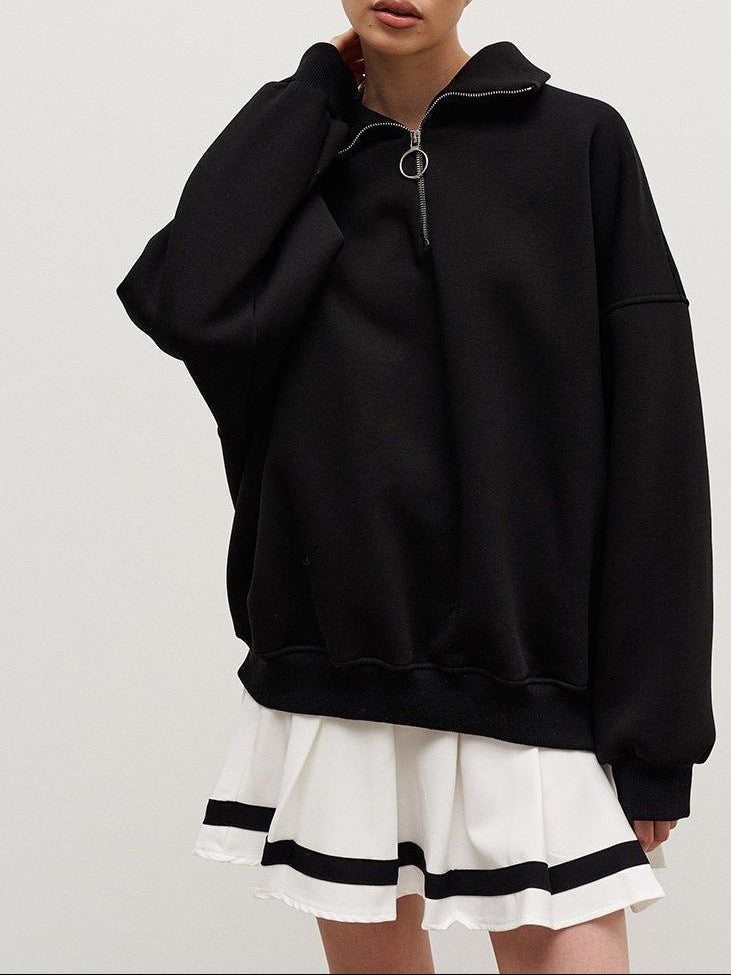Oversized Quarter Zip Sweatshirt Women Casual Loose Fit