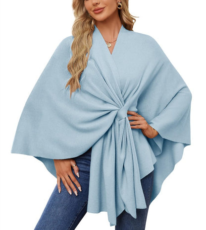 Women's Soft Batwing Cape Wrap Poncho Sweater