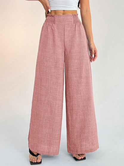 Women's Smocked High Waist Wide Leg Casual Pants