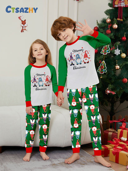 Santa Hat Alphabet Parent-child Printed Christmas Pajamas