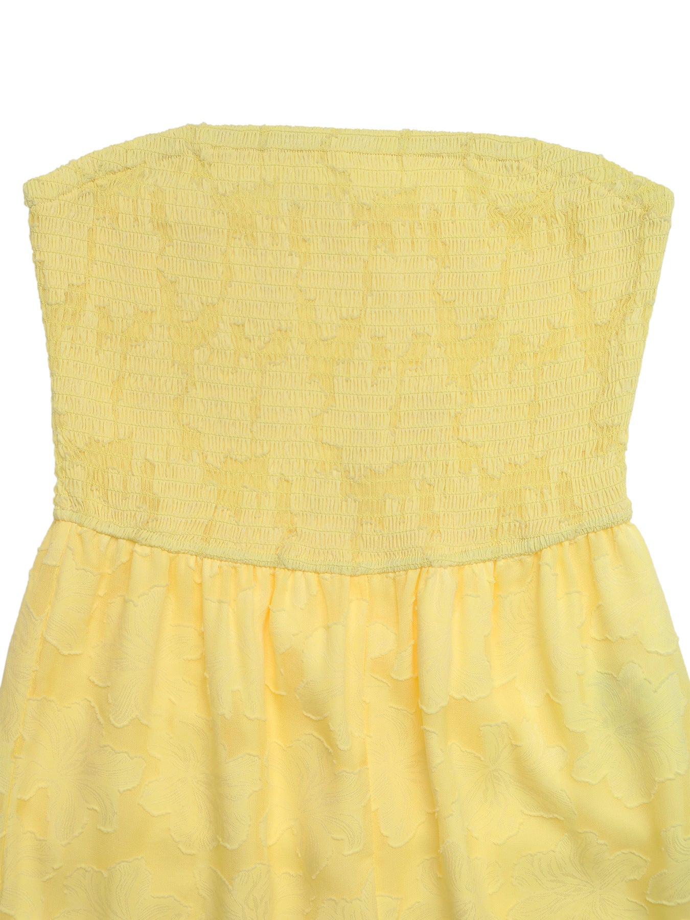 Yellow Lace Strapless Jumpsuit Sheer Wide Leg Summer