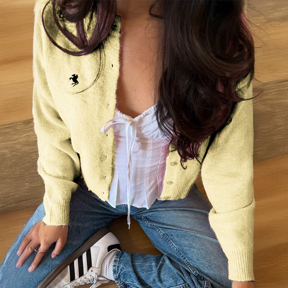 Casual Button Front Long Sleeve Knit Cardigan Sweater