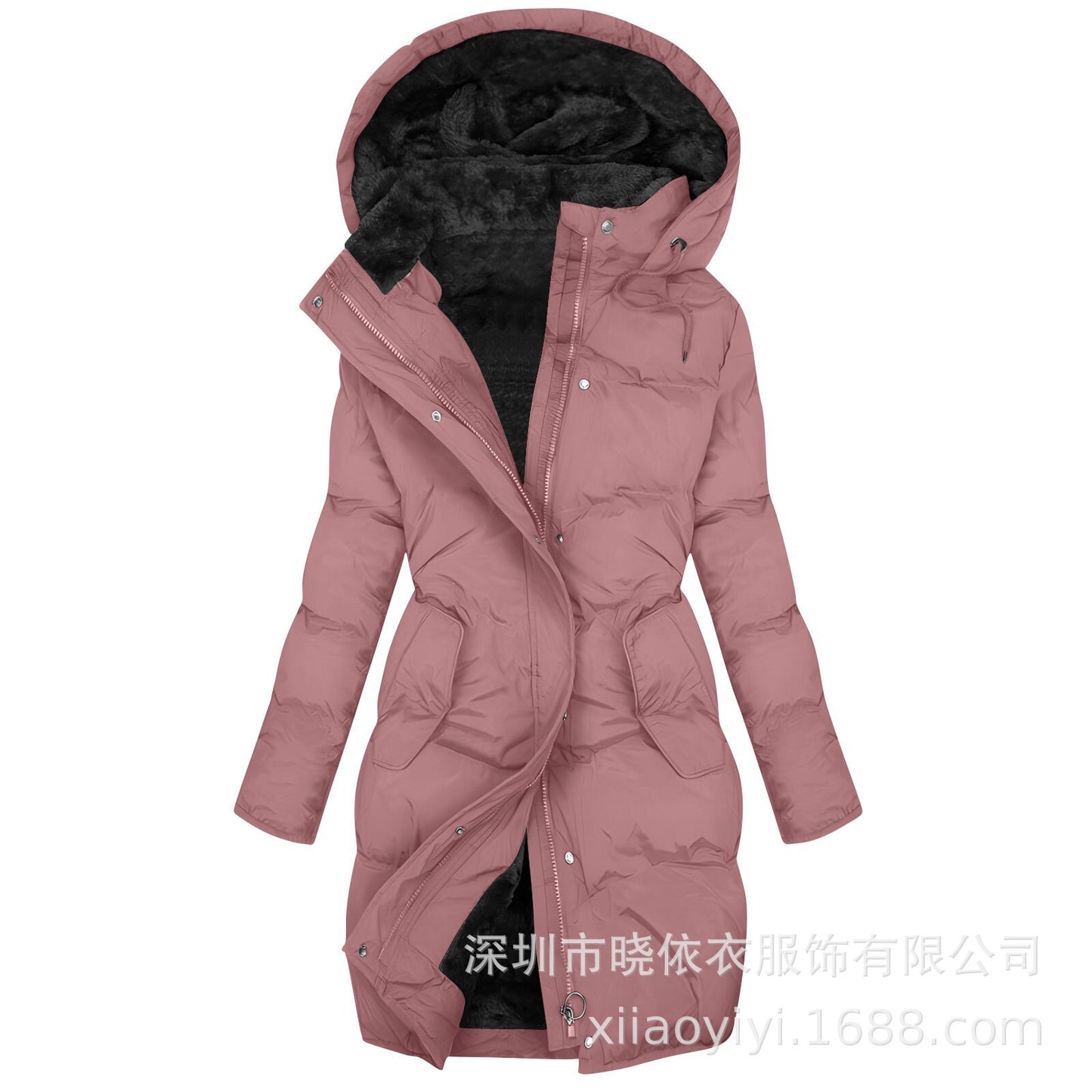 Women's Long Hooded Fur Trim Puffer Coat