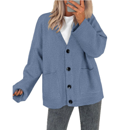 Women’s V Neck Button Knit Cardigan Oversized Sweater