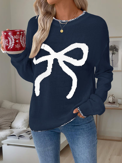 Christmas/Valentine’s Day Bow Knit Sweater Holiday Pullover