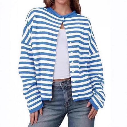 Women's Soft Striped Button Front Cardigan