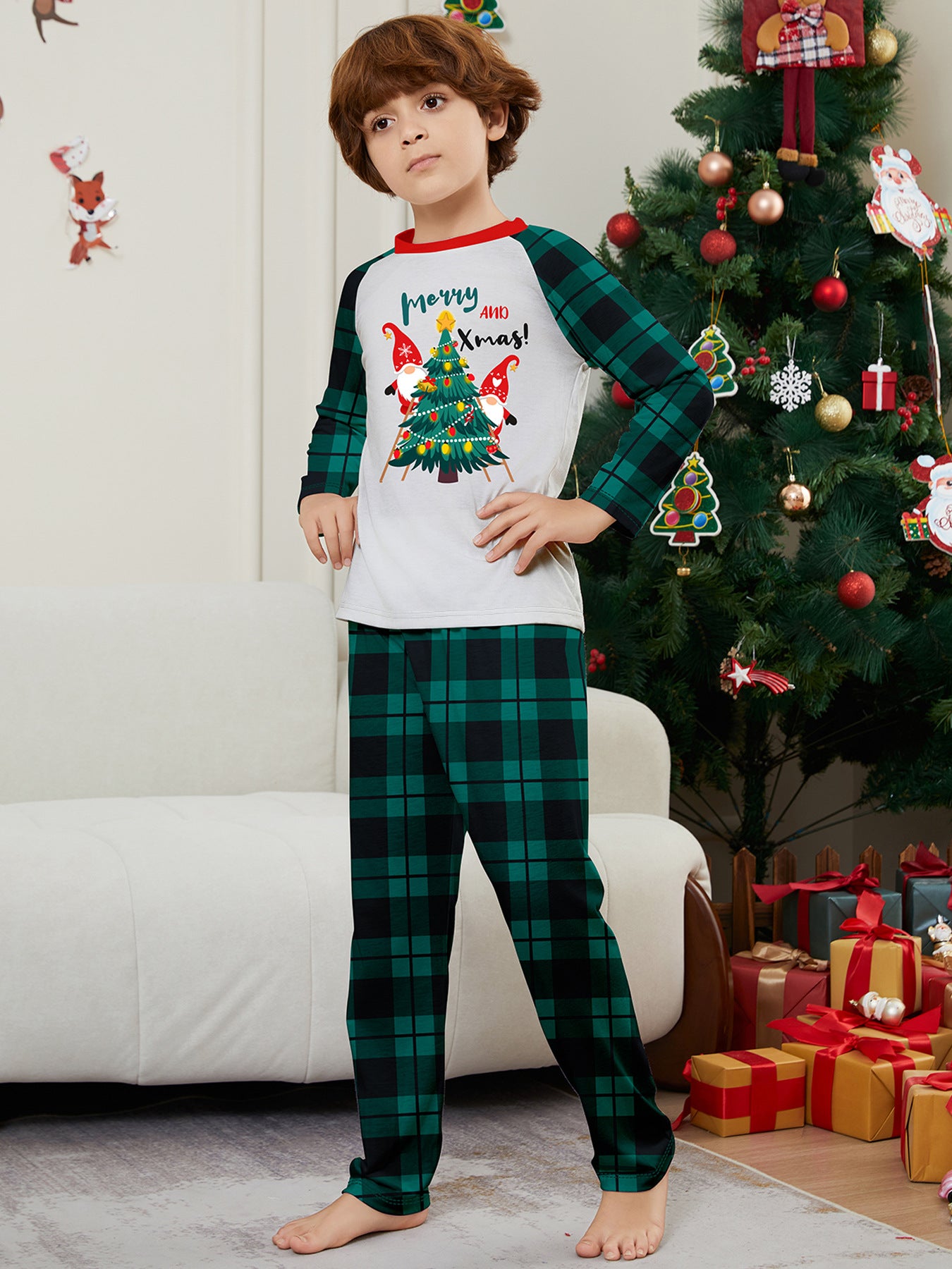 Santa Alphabet Parent-Child Printed Christmas Pajamas