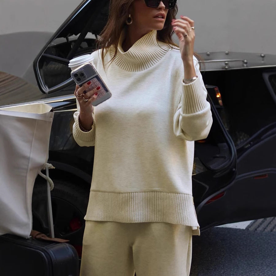 Women's Oversized Batwing Turtleneck Wide Leg Pants Set