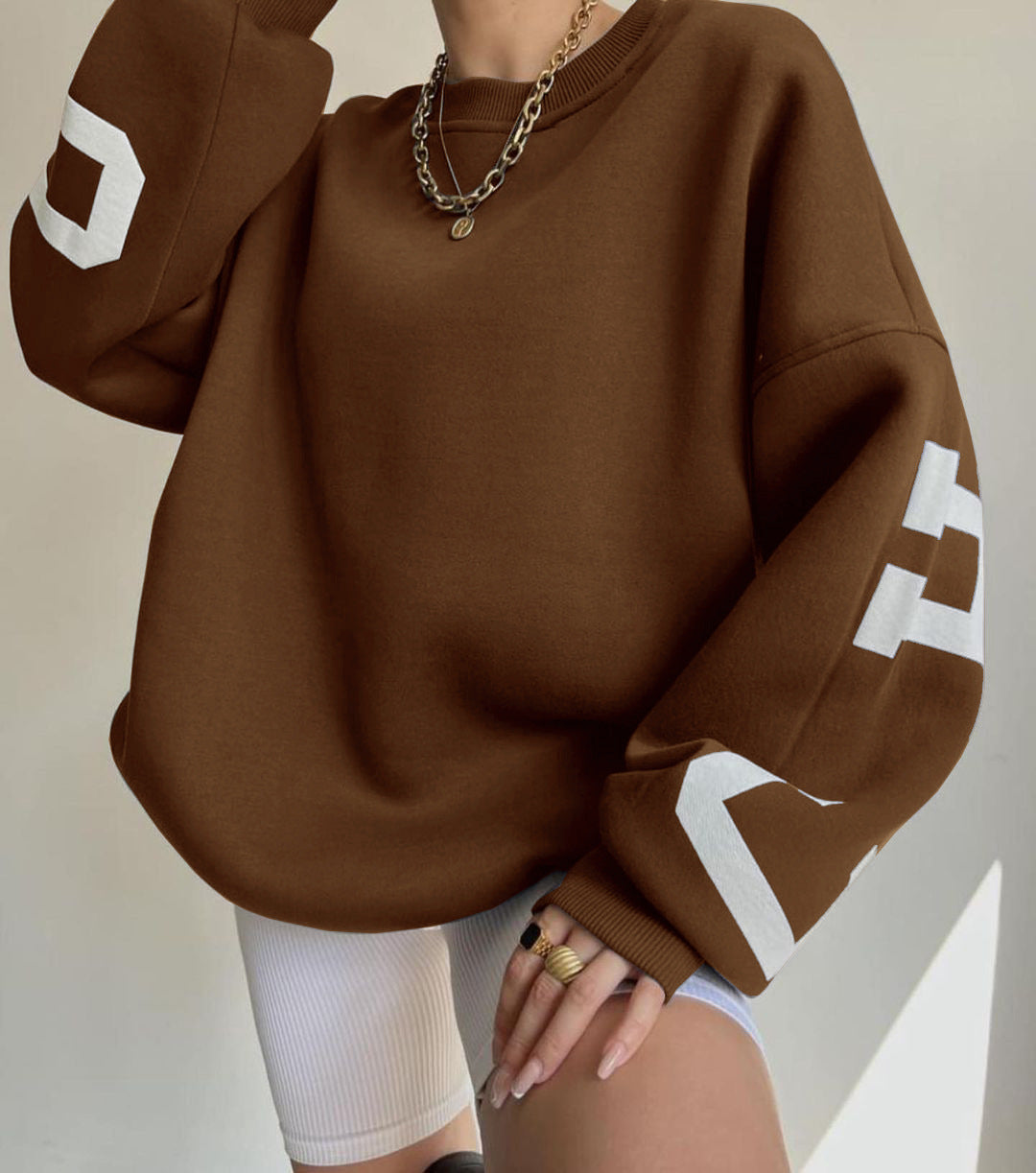 Women's Oversized Graphic Fleece Crewneck Sweatshirt