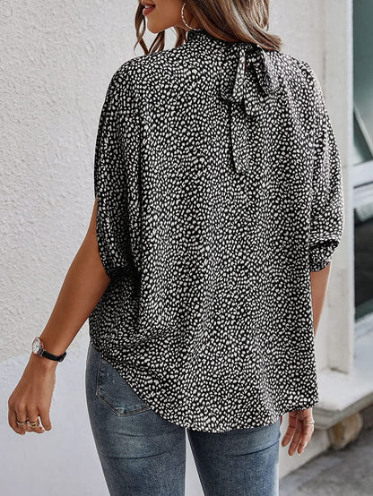 Fashion Abstract Print Dolman Sleeve Tunic Shirt
